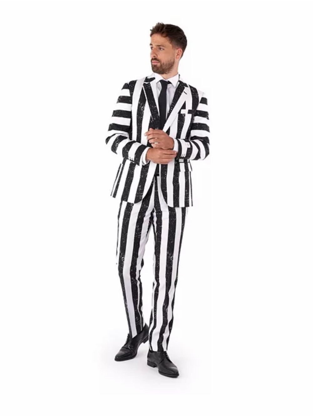 OppoSuits Beetlejuice Black and White Vertical Striped Men's Suit